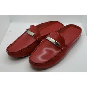 RALPH LAUREN Mindy Red Leather Mules Clogs Shoes Flats Sz 6 WD1203 JO 6B